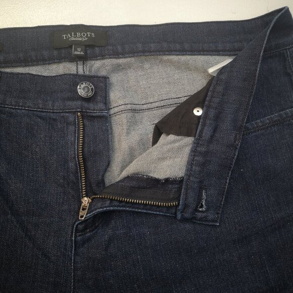 Talbots Ladies Size 12 Dark Wash Boot Cut Zipper & Button Closure Jeans - Picture 8 of 13